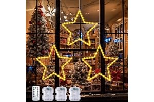 FZIFZI Weihnachtsdeko Fenster Beleuchtet, 3 StüCk Fensterbeleuchtung Weihnachten, 40 LED Stern Weihnachtsbeleuchtung Fenster mit Timer, 8 Modi Fensterdeko Weihnachten, Weihnachtsstern Beleuchtet
