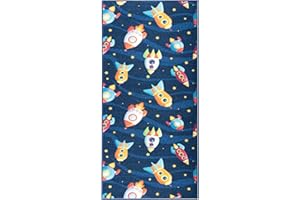 ‎KARAT KARAT Cute Rockets Children's Room, Boys & Girls, Children's Rug Runner for Baby Room, Non-Slip Backing, Robust and Easy Care, 80 x 100 cm, Blue (Cute Rockets)