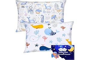 BABY AMABC Baby Toddler Pillowcase Pair Cot Bed Pillow Cases Cotton Pillow Cover 40x60cm, 100% Cotton Pillowcases, Lovely and Soft Pillow Case for Boy & Girl Bedding, Sea World Print
