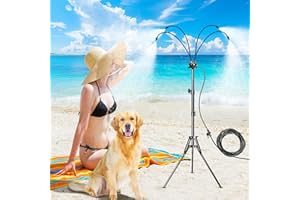 FUBEGI Standing Misters for Outside Patio, Portable Water Hose Mister for Outdoor Backyard Cooling, Adjustable Height 1.6m Tall Sprinkler Spray, Stand Up Garden Misting System for BBQ, Porch, Dog Cooling