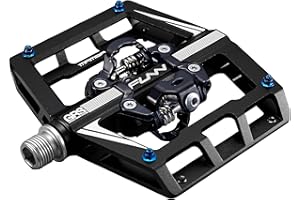 Funn Mamba Pédales Automatiques VTT, Pédales VTT à Plateforme Large à Clip Double Face, Compatibles avec Les Cales SPD, Pédales de Vélo avec Axe en CrMo de 9/16 Pouces