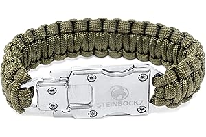 ‎STEINBOCK7 Steinbock7 Zugspitze Paracord-Armband - stilvoller Outdoor-Begleiter mit praktischem Werkzeug im Verschluss - grün