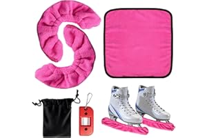 HARMONDY Ice Skate Blade Covers Set,Ice Skating Accessories,1 Pair Ice Skate Soakers & Ice Skates Blade Sharpener & Towel Kit, Hockey Figure Skates Accessories for Men Women (Includes Storage Bag)