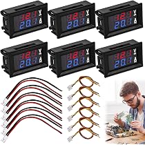 Greluma 2 Pezzi Voltmetro Amperometro Digitale DC 100V 10A - Display LED 0,28", Doppia Calibrazione