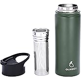 Auxesia Fruit Infuser Water Bottle - Metal Steel Insulated Tumbler with Infuser Insert - Flavor Infusion of Loose Leaf Tea - 