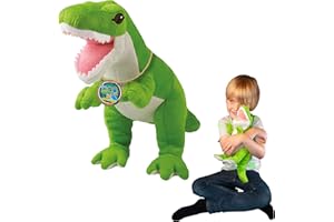 EcoBuddiez - Tyranozaur Rex z Deluxebase. Duży pluszowy 35 cm wykonany z plastikowych butelek z recyklingu. Śliczne ekologiczne pluszowe zabawki w kształcie dinozaura dla małych dzieci.