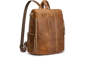 S-ZONE Damski plecak z prawdziwej skóry torebka retro antykradzieżowa torba na ramię na uczelnię średnia