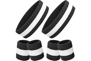 ONUPGO Zestaw 6 opasek przeciwpotnych – w tym 2 szt. sportowa opaska na głowę i 4 opaski sportowe do ćwiczeń na siłowni i jogi, piłki nożnej, baseballu, piłki nożnej, boksu i tenisa