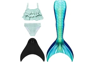 DNFUN dziewczęcy ogon syreny do pływania z płetwą syreny - księżniczka cosplay strój kąpielowy płetwa syreny do pływania