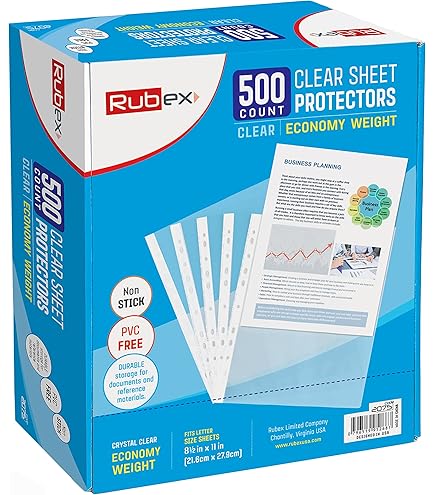 Sheet Protectors, PANDRI 500 Pack Color Heavy Duty Plastic Page Protectors Sheet Reinforced 11-Hole Fit For 3 Ring Binder Fits Standard 8.5 X 11 Paper, 9.25 X 11.25 Top Loaded, Acid Free
