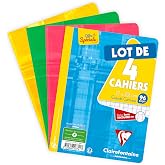 Clairefontaine 646741C &ndash; Set of 4 Notebooks Stapled Spine &ndash; 17 x 22 cm 96 Pages with Squares &ndash; Clairefontaine Paper White 90