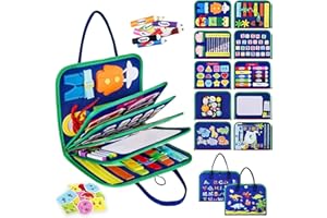 ANOMM Busy Board Montessori zabawka edukacyjna dla dzieci 1, 2, 3, 4 lata, 10 w 1, zabawki edukacyjne, zabawki rozwojowe, zabawki podróżne dla dzieci, prezent dla chłopca, dziewczynki, niebieska