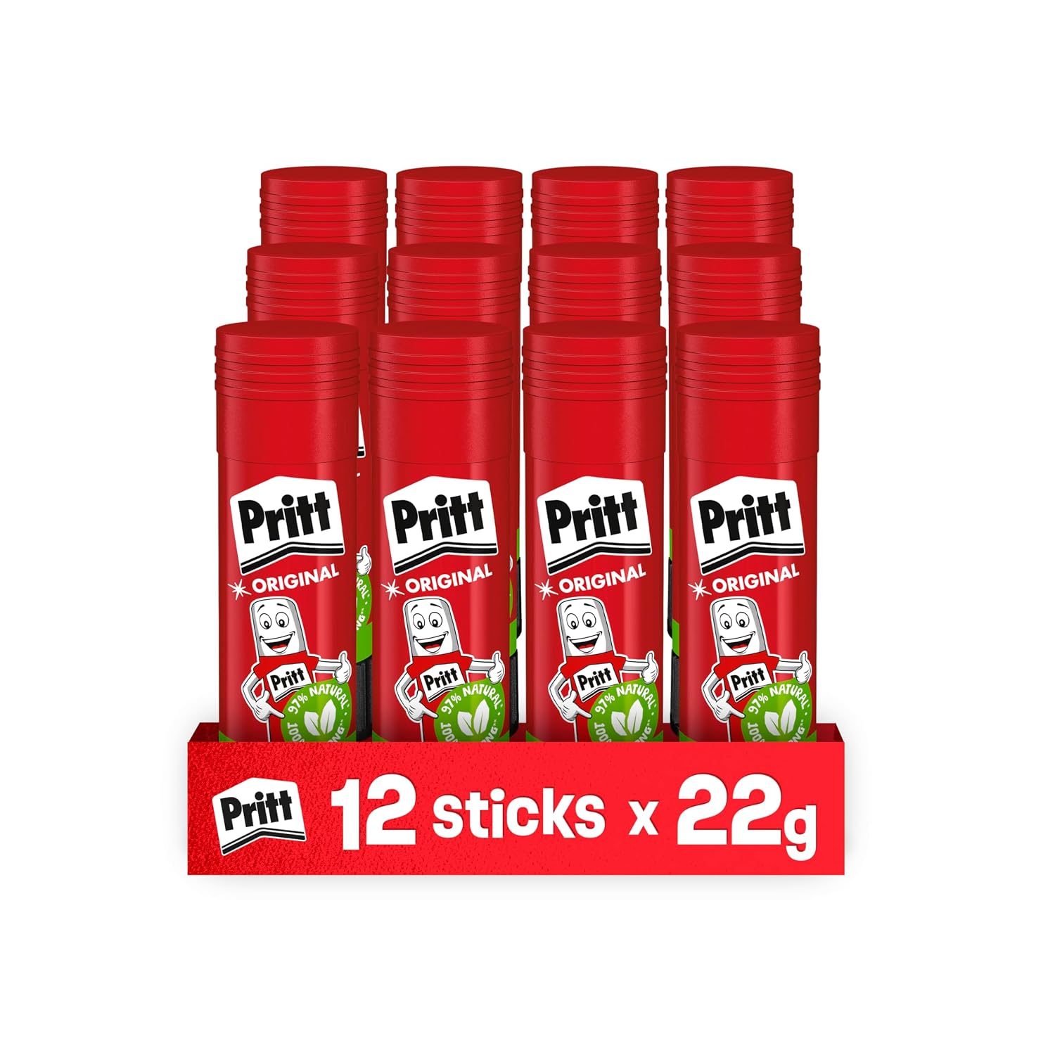 Pritt Colla Stick, Colla trasparente per scuola e ufficio, 12 x 22 g | Colla per bambini, Sicura, Affidabile, Tenuta forte, Lunga durata, Per lavoretti e fai da te