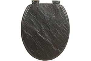 Yelcona Toilet Seat with Soft-Close Mechanism with Motif, Toilet Seat with High Seat Comfort, Toilet Lid with Robust and Sturdy Wooden Core, High-Quality Toilet Lid Made of Wood (Granite)