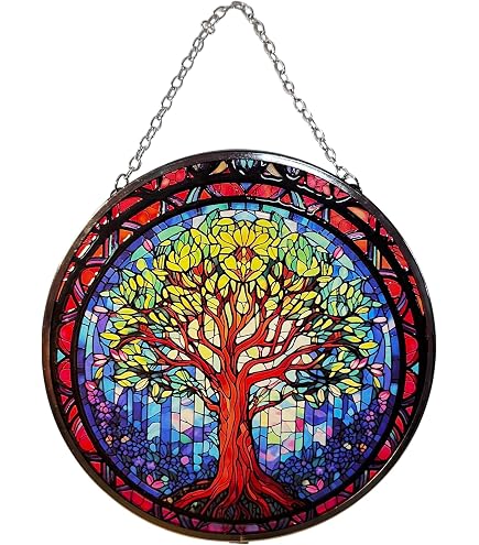 Decorativo dipinto a mano vetrata Sun Catcher/Roundel in un Wren Campanule e design