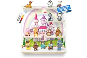 stadtecken Wooden Music Box Shelf - Fits Toniebox & Approx. 40 Tonies | Perfect Storage for Children's Room | Hanging | Expandable (Fantasy Lock without Music Box)