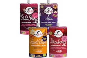 ‎KOAWACH Koafruits Bio Smoothie Bowl To Go, Vegan, 4 Sorten, Acai, Erdbeere, Wild Berry, Sweet Plum, Ohne Zuckerzusatz (4er Pack, Probierpaket)