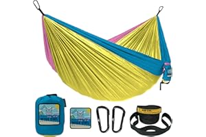 ‎WISE OWL OUTFITTERS Wise Owl Outfitters Camping-Hängematte – tragbare Hängematte für Einzel- oder Doppelbetten – Campingzubehör für Außen und Innen mit Baumgurten