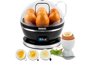 Duronic EB27 BK Cuiseur à œufs 400W 1 à 7 oeufs Thermostat et minuteur pour obtenir œufs durs ou mollets ou pochés ou à la coque avec fonction dédiée pour préparer 2 types de cuisson Sans BPA