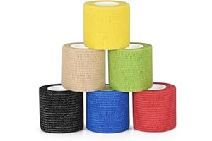 SEADESKY 6 Rollen Pet Vet Wrap für Hund Selbstklebende Bandage Wrap 5,1 cm Selbstklebende kohäsive Bandagen Athletic Sport Tape für Handgelenk Knöchel Elastische Bandage Pferd Tape