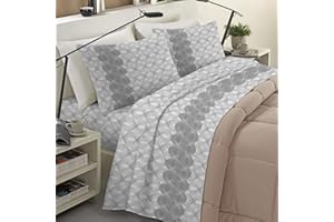 BANZAII TEXTILE INNOVATOR ONLINE Banzaii Completo Lenzuola Invernale Felpate in Flanella Anti-Pilling 100% Cotone Francese (per Materasso 130/140 cm, Altezza Fino a 35 cm) Anita Grigio