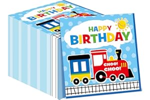 GUEEVIN 50 Stück Zug-Servietten, Zug-Partyzubehör, Einweg-Servietten, Zug-Geburtstagsparty-Zubehör für Zug-Thema, Babyparty, Geschlechtsoffenbarung, Mädchen, Jungen, Party-Dekoration