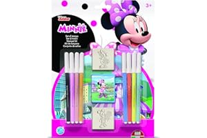 Multiprint Blister 2 Timbri per Bambini Disney Minnie, 100% Made in Italy, Set Timbrini Bimbi Personalizzati, in Legno e Gomma Naturale, Inchiostro Lavabile Atossico, Idea Regalo, Art.26866