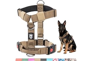 TSPRO Arnés Táctico para Perros No Pull, Alta Resistencia, Ajustable, con Asa y Hebilla de Liberación Rápida, para Perros Medianos y Grandes en Paseos al Aire Libre (Khaki 25, L)