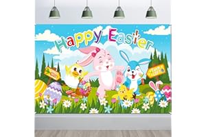 DPKOW Happy Easter Banner for Easter Party Decoration, Easter Hunt Game Decoration, Easter Indoor Outdoor Decoration, Easter Activities Poster Backdrop Background Decoration, 185 * 110cm