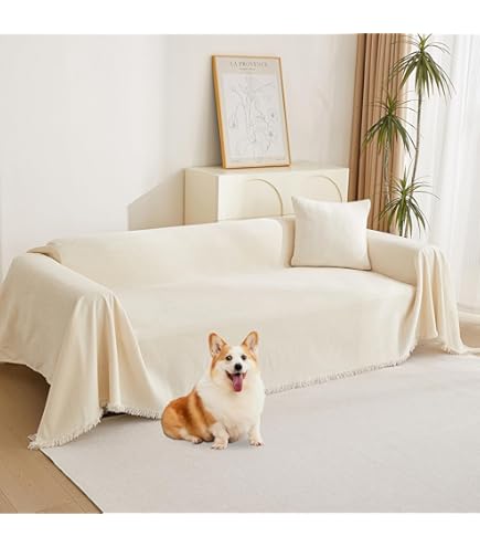 MYSKY HOME Bankovertrek met krasbescherming voor katten - Bankovertrek 3-zits, wasbare sofaovertrek, bankovertrek L-vorm, beschermhoezen voor sofa, bankbeschermer 90 x 134 inch, grijs