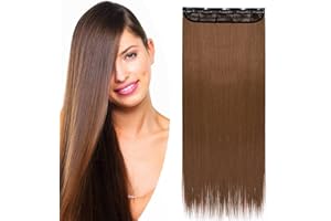SEGO Extension Capelli Clip Lisci Fascia Unica Hair Extensions Singole 3/4 Full Head Capelli Sintetici Lunghi 58cm 120g # Marrone Chiaro