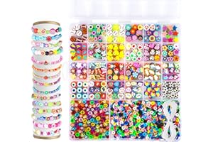 XREE Lote de 2 460 cuentas para ensartar para niños - 26 estilos - Cuentas de colores para pulseras, collares, niñas y niños