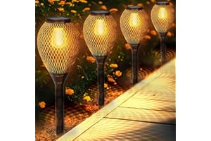 Collasis Luces Solares Jardín, Luces Solares Exterior 4 Paquete IP65 Impermeable Lámpara vintage de metal para Patio,Caminos,Suelo,Calzada,Césped,Carril,Camping