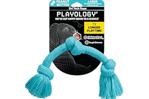 Playology Dri Tech Rope Dog Chew Toy for Large Dog Breeds (35lbs & up) - Engaging, All-Natural Peanut Butter Scented Dog Toys for Tough Chewers - Easy to Clean - Interactive and Non-Toxic