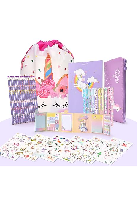 Set Cancelleria Unicorno Per Bambina - Con Diario, Astuccio E Penna (Viola) - Foto 8