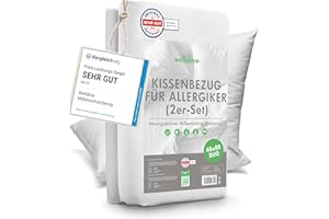 ‎WELLDORA Welldora ǀ 2er-Set Milbenbezug Kissen 40x80 ǀ Allergiker Kissenbezug fachärztlich getestet ǀ Premium Encasing gegen Milben & Bettwanzen ǀ Allergiker Bettwäsche