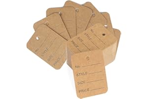 JIJACRAFT Etiquetas de Precio Etiquetas de Marcado para Ropa Zapatos Sombrero, 35mm*50mm, 1000 piezas, Marrón