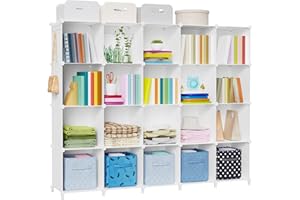 ‎HOMIDEC HOMIDEC Regalsystem Kleiderschrank aus Kunststoff, 20 Würfel Regal Schuhregal Modular Schrank Faltschrank Raumteiler, Aufbewahrung Organizer von Kleidung Schuhen Spielzeug Büchern für Schlafzimmer