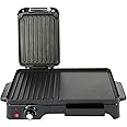 Schallen Electic Black Table Top 2 in 1 Versatile Adjustable Temperature Grill Griddle and Hot Plate Cooking Grilling Machine