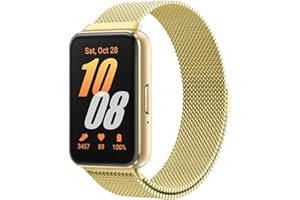 Astorgos Metal Strap Compatible with Samsung Galaxy Fit 3, Stainless Steel Mesh Loop Adjustable Magnetic Clasp Watch Band Replacement Wristband for Women Men