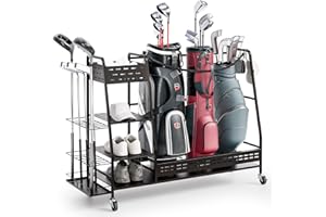 ‎FRUYYZL Fruyyzl Golftasche Lagerung Garage Veranstalter, Golf Tasche Stand fit für 3 Golfbag, Extra große Größe Golf Tasche Veranstalter Stand und Golf Ausrüstung Rack für Garage, Club, Keller