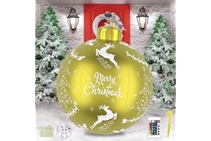 HUIKUANGEU Inflatable Christmas Baubles, Inflatable Christmas Ball, 60 cm, Inflatable PVC Christmas Baubles, Inflatable Ball Decorations, for Wedding, Garden, Home Decor, Yard, Outdoor Decoration