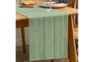 yolzhxe Bohemisk bordslöpare med tofsar, 30 x 140 cm genombrutna grön modern bordsduk, bordsdekoration för bröllop, fester, d