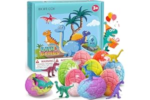 Bofuoos Dinosaur Bath Bombs with Surprise Toys 9 Pack, Safe Natural Ingredients, Personalised Valentines Gifts for Kids, Birthday Gifts for Boys and Girls (36+ Months)