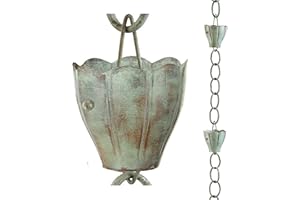 Good Directions 491V1-8 Crocus Rain Chain, 8-1/2 Feet Long, Large Cups, 100% Blue Verde Pure Copper