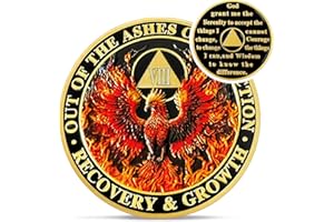 IELCJJ Delicate Phoenix 8 Year Sobriety Coin - Triangle Reborn from Fire AA Coins - Recovery Addiction AA Chips and Medallions - Celebrate 0-10 Years Clean and Sober Alcoholics Anonymous Gifts for Men Women