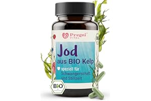 ‎PREGNIVITAL Bio Jod Tabletten - für Schwangerschaft & Stillzeit - 150 µg pro Kapsel - 100% vegan aus Kelp Algen - Jod Schwangerschaft für kognitive Funktion, Schilddrüsenunterfunktion - von PregniVital®
