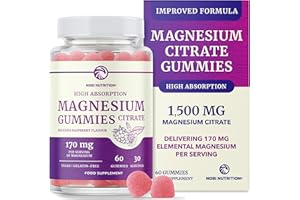 NOBI NUTRITION Magnesium Citrate Gummies | Extra Strength for Calm, Relaxation & Digestion | High Absorption Magnesium Gummies for Adults | Vegan, Non-GMO | Raspberry Flavour Mag Gummy | 60 Ct, 1 Month Supply