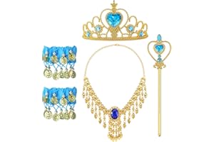 G.C Accessori Principessa,Vestito Jasmine Costume Carnevale Bambina con Collana & Bracciale & Corona Principessa, Accessories Princess Jasmine Vestito da Bambina per Halloween Carnevale Cosplay