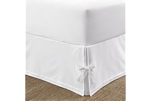 Laura Ashley Mantovana giroletto di lusso di alta qualità, facile da montare, anti pieghe e resistente allo sbiadimento, design elegante per la casa, raso di cotone 100%, bianco, queen size